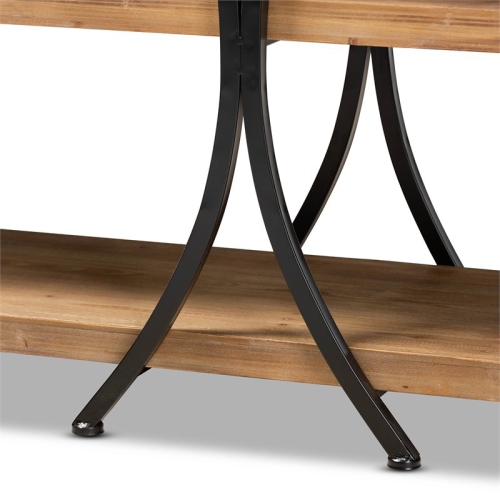 Bowery Hill Brown Finished Wood and Black Finished Metal Console Table