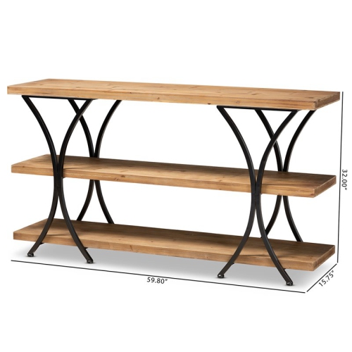 Bowery Hill Brown Finished Wood and Black Finished Metal Console Table