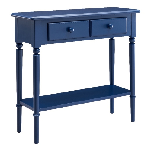 LEICK FURNITURE  Home Coastal Hall Console Wooden Table With Drawer Storage - In Navy Blue