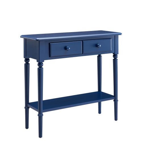 LEICK HOME Coastal Hall Console Wooden Table with Drawer Storage - Navy Blue