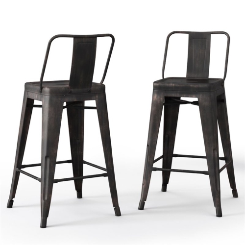 ATLIN DESIGNS  24" Contemporary Metal Counter Stool In (Set Of 2) In Black