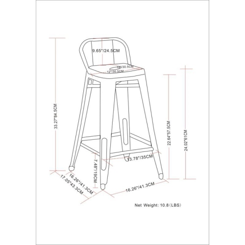 Atlin Designs 24" Contemporary Metal Counter Stool in Black