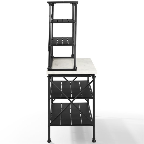 Crosley Madeleine 2 Piece 24" Faux Marble Bakers Rack in Matte Black