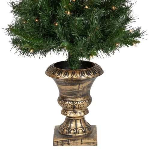 Pre-Lit Battery Operated Norwich Pine Artificial Christmas Entryway Set - 5-Piece - Clear Lights