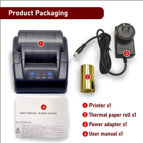 ASP-POS58V USB / Bluetooth Thermal Receipt Printer for 58mm width paper compatible with Skip the Dishes