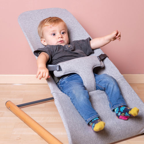 Childhome Evolux Bouncer/Portable Baby Lounger with Breathable Mesh - Jersey Grey