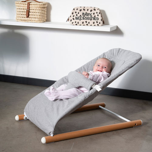 Childhome Evolux Bouncer/Portable Baby Lounger with Breathable Mesh - Jersey Grey