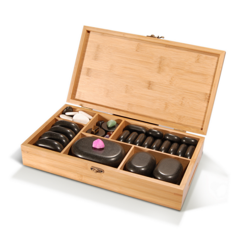 Master Massage 60 pcs Hot Stone Massage Deluxe Pack Set with 7 Chakra