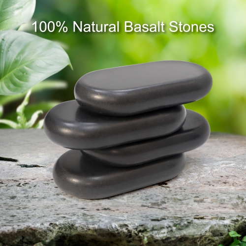 Master Massage 4 Pieces XXL Oversized Super Extra Large Oval Shape Basalt Massage Hot Stone Massage Stone Warm Stone Set-15cm x 8.6cm x