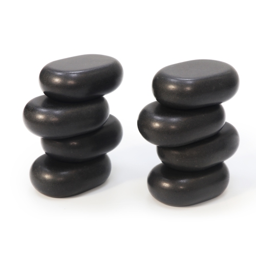 Master Massage 8-Piece Black Lava Hot Stone Massage Set - Large Oval Stones 3" x 2.2"x 1.1" - Natural Basalt Massage Stones for Professional, Spa