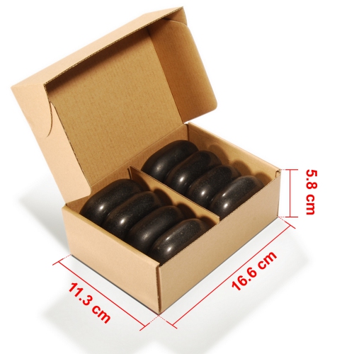 Master Massage 8-Piece Black Lava Hot Stone Massage Set - Large Oval Stones 3" x 2.2"x 1.1" - Natural Basalt Massage Stones for Professional, Spa