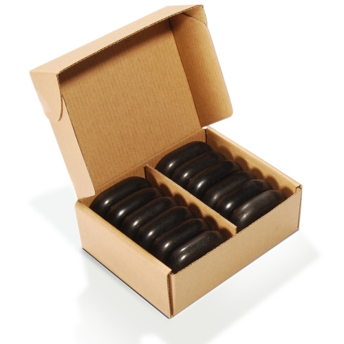 MASTER MASSAGE  12-Piece Middle Sized Ovular Lava Hot Stone Massage Set –Medium Size Oval Stones 2.6" X 1.9" X 0.7" - Natural Basalt Stones For