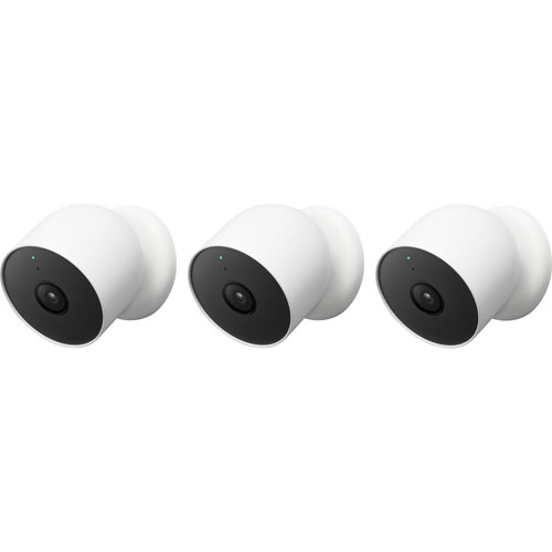 Caméra de surveillance intérieure/extérieure sans fil Nest Cam de Google - Paquet de 3 - Blanc - Exclusivité de Best Buy