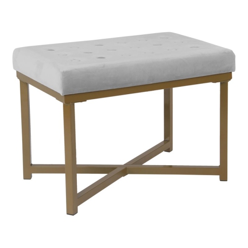 HOMEPOP  Modern Wood And Velvet Tufted Ottoman In Finish In Silver