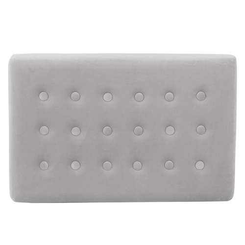 HomePop Modern Wood and Velvet Tufted Ottoman in Silver Finish