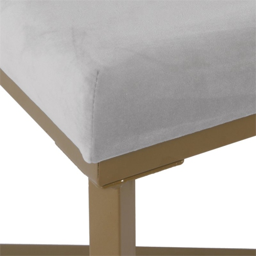 HomePop Modern Wood and Velvet Tufted Ottoman in Silver Finish
