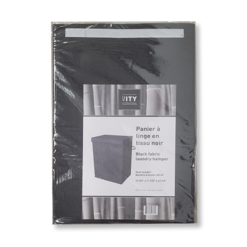 ITY International - Collapsible Fabric Laundry Hamper, 15.75" x 11.85" x 23.65", Black