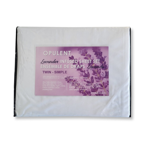 COTTON HOUSE  - Lavender Infused Sheet Set, Twin Size In White