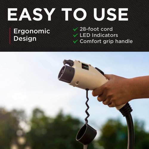 Chargeur EV portable de niveau 1 et niveau 2 - Jusqu'à 16 A, fonctionne avec des prises 120 V ou 240 V, câble de charge de 28 pieds, charge les EV 3