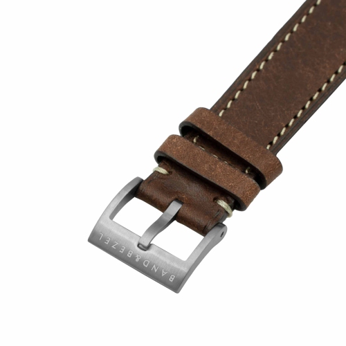 Bracelet et lunette en cuir Martino de 18 mm pour montre - Brun foncé