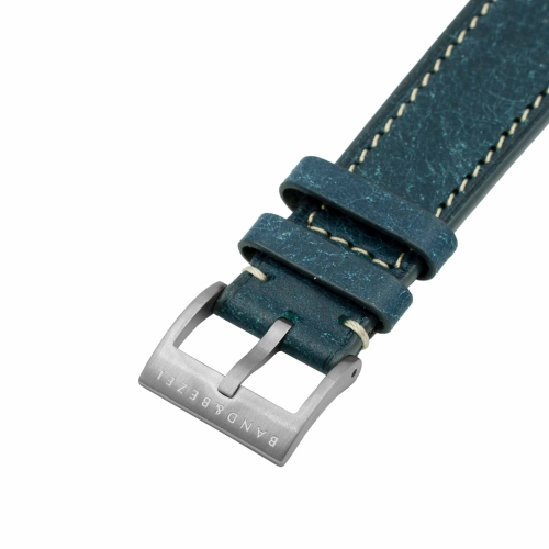 Bracelet et lunette en cuir Martino de 18 mm pour montre - Bleu