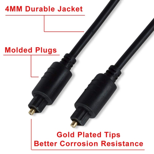 KUNOVA 50FT 15 Meters OD 4MM Digital Optical Audio Cable Toslink Cable Fiber Optic Male to Male Cord for Home Theater, Sound Bar, TV, PS4, Xbox,