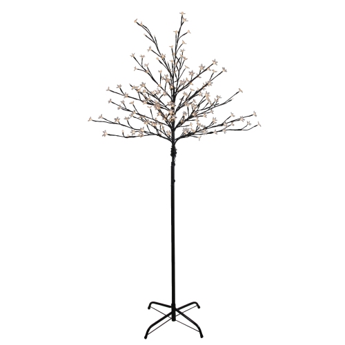 NORTHLIGHT  Led Lighted Cherry Blossom Artificial Flower Tree - 6' - Warm In White