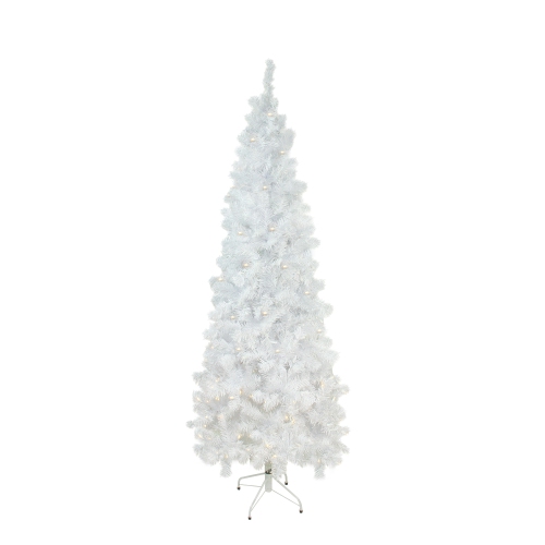 NORTHLIGHT  7.5' Pre-Lit Pencil Pine Artificial Christmas Tree - Warm Led Lights In White