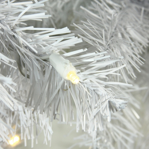 7.5' Pre-Lit White Pencil Pine Artificial Christmas Tree - Warm White LED Lights