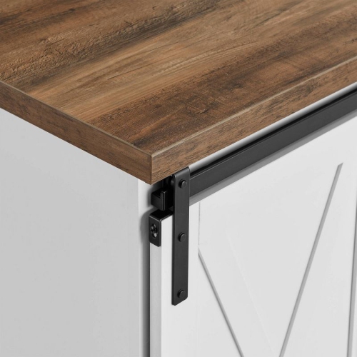 Tertia Rustic Farmhouse Accent Cabinet with Sliding X Barn Door - Saracina Home - Rustic Oak