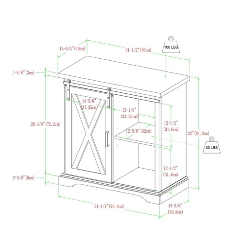 Tertia Rustic Farmhouse Accent Cabinet with Sliding X Barn Door - Saracina Home - Rustic Oak