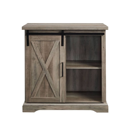Tertia Rustic Farmhouse Accent Cabinet with Sliding X Barn Door - Saracina Home - Gray Wash
