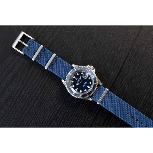 Band & Bezel Rib NATO Watch Strap - 20mm - Deep Blue