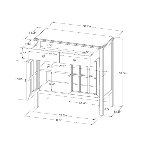 Windham 2 Door Cabinet with Drawers - Overcast