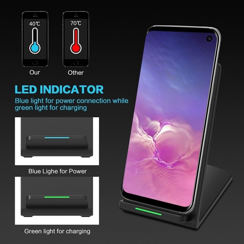 15W Qi-Certified Fast Wireless Charging Stand for Galaxy S21 S20 iPhone 12 11 Xs