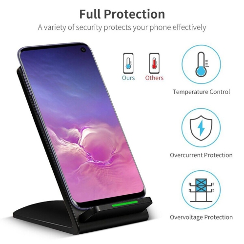 15W Qi-Certified Fast Wireless Charging Stand for Galaxy S21 S20 iPhone 12 11 Xs