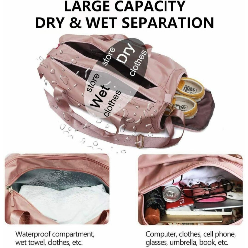 Women Gym Duffle Bag With Swimming Set - Bathing Suits & PU Coated Cap & Goggles