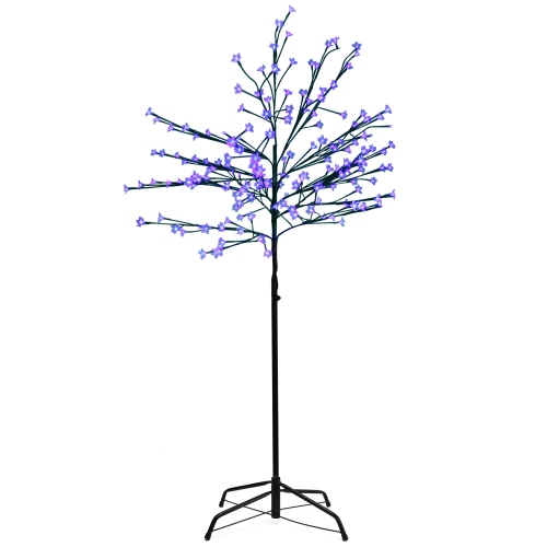 LED Lighted Japanese Sakura Blossom Artificial Flower Tree - 6' - Blue Lights