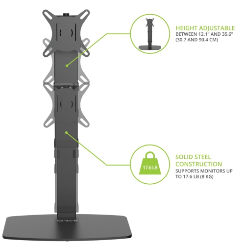 Kanto DTS1000 Universal Height Adjustable Desktop Monitor Stand for 17-inch to 32-inch Monitors