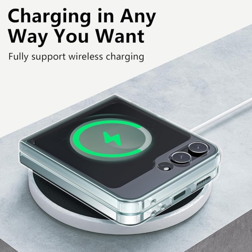 TopSave Hybrid Magnetic Case Compatible with MagSafe, Protective, Scratch-Resistant Back, Classic Series, Clear For Galaxy Z Flip 6