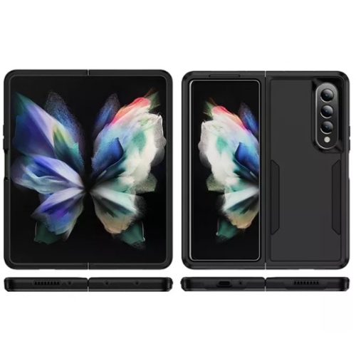 TopSave New Style Matt Polish PC+TPU 2 en 1 Slim Léger Antichoc, Robuste, Étui de Protection Armure pour Samsung Galaxy Z Fold4, Noir