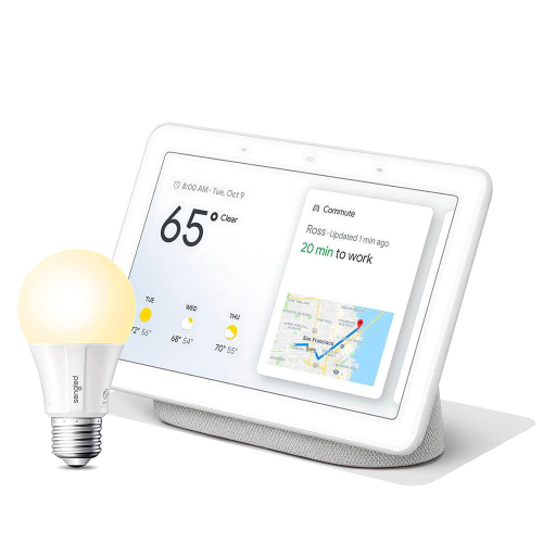Google Hub 1st Gen with Google Assistant - Chalk + Sengled A19 Smart LED Bulb - Soft White Bundle