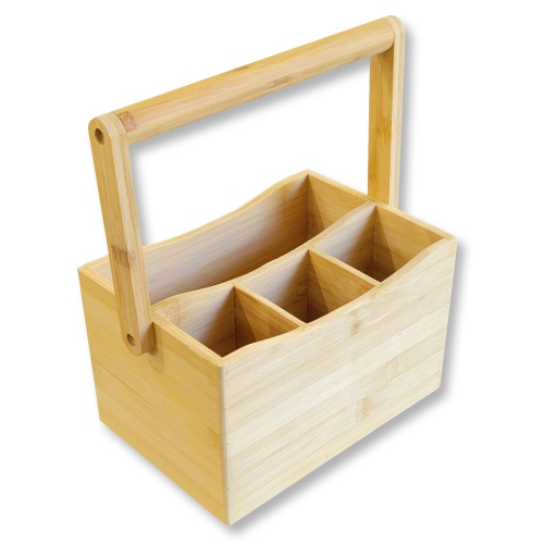 ITY International - Utensil and Napkin Holder, 8" x 5.5" x 4.75", Made of Bamboo