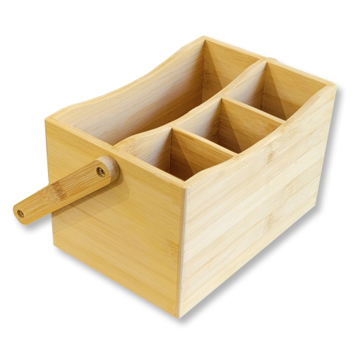ITY International - Utensil and Napkin Holder, 8" x 5.5" x 4.75", Made of Bamboo