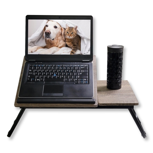 ITY International - Adjustable Folding Bed Tray, Taupe Gray Wood Pattern