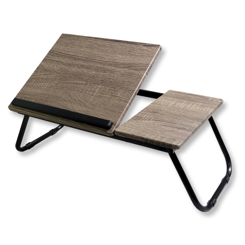 ITY International - Adjustable Folding Bed Tray, Taupe Gray Wood Pattern