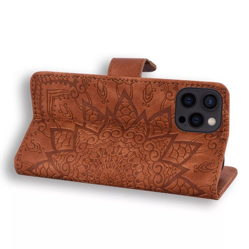 LEDEX Étui portefeuille pour iPhone 14 Pro Max avec support de carte de crédit en cuir synthétique gaufré avec béquille magnétique antichoc pour