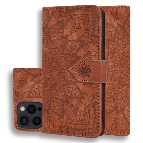 LEDEX  Embossed Mandala Flip Wallet Case \w Card Holder Leather Kickstand Magnetic Shockproof Cover \w Credit Card Holder Stand for Iphone 14 Plus