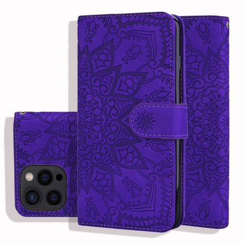 LEDEX  Embossed Mandala Flip Wallet Case \w Card Holder Leather Kickstand Magnetic Shockproof Cover \w Credit Card Holder Stand for Iphone 14