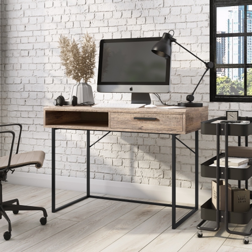 CorLiving LFF-250-D Fort Worth Brown Wood Grain Finish Computer Desk